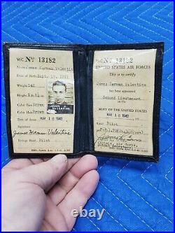 WW2 Army Air Corps Identification Card & Officers Dog Tags Ship Free