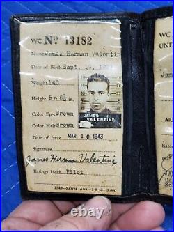 WW2 Army Air Corps Identification Card & Officers Dog Tags Ship Free