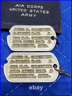WW2 Army Air Corps Identification Card & Officers Dog Tags Ship Free