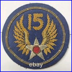 WW2 Bullion 15th Air Force Shoulder Patch US Army Oil Cloth Backing on Felt