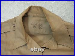 WW2 Era 1945-46 US Army Uniform Shirt Khaki Gusseted sz M 15-34 + Patches