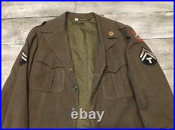 WW2 Ike Wool Field Coat Mens With Patches Size 36 L WWII 40s US Vintage Army