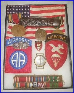 WW2 US ARMY 82nd DIVISION AIRBORNE PATCH and KNIFE GROUP