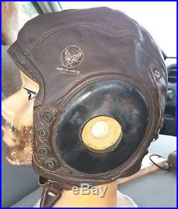 WW2 US ARMY Air Corps Leather Flight Helmet MED