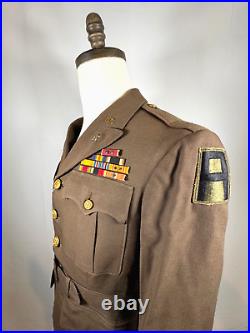 WW2 US ARMY GENERAL STAFF OFFICER CHOCOLATE TUNIC With CHQ PATCHE 1940 NAMED