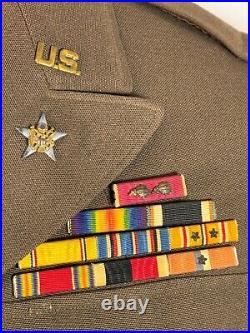 WW2 US ARMY GENERAL STAFF OFFICER CHOCOLATE TUNIC With CHQ PATCHE 1940 NAMED
