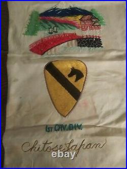 WW2 US ARMY MILITARY 1st Cavalry Division Chitose Japan. Silk Scarf 40 X 8.5