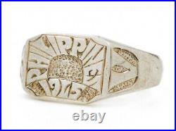WW2 US ARMY Vintage Silver 1945 Philippine Trench Art Military VICTORY Ring #20