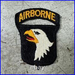 WW2 US Army 101st Airborne Division Patch Black Back Attached Tab 40s Vtg