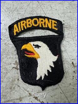 WW2 US Army 101st Airborne Division Patch Black Back Attached Tab 40s Vtg