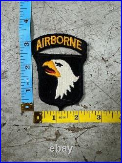 WW2 US Army 101st Airborne Division Patch Black Back Attached Tab 40s Vtg