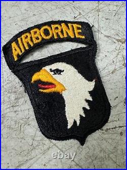 WW2 US Army 101st Airborne Division Patch Black Back Attached Tab 40s Vtg