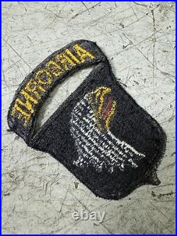 WW2 US Army 101st Airborne Division Patch Black Back Attached Tab 40s Vtg