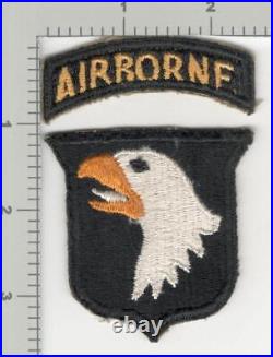 WW2 US Army 101st Airborne Division Type 4 White Tongue Patch & Tab Inv# K3252