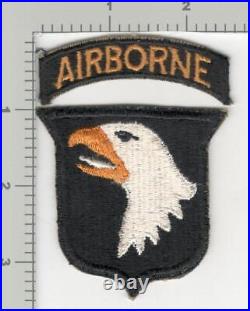 WW2 US Army 101st Airborne Division White Tongue Patch & Tab Inv# K2815
