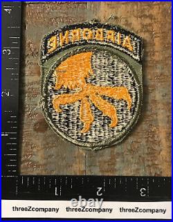 WW2 US Army 17th Airborne Division SSI Patch + Attached Tab One Piece OD Green