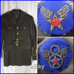 WW2 US Army 8th Air Force & HQ Theater Made Bullion Patches on Officer's Jacket
