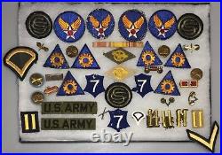 WW2 US Army Air Corps Patches, OCS, Aviator pins Ribbons Insignia lot 45 items