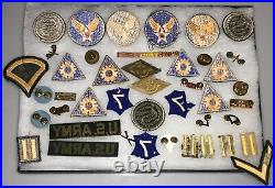 WW2 US Army Air Corps Patches, OCS, Aviator pins Ribbons Insignia lot 45 items