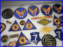 WW2 US Army Air Corps Patches, OCS, Aviator pins Ribbons Insignia lot 45 items