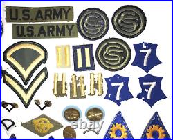 WW2 US Army Air Corps Patches, OCS, Aviator pins Ribbons Insignia lot 45 items