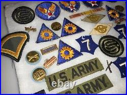 WW2 US Army Air Corps Patches, OCS, Aviator pins Ribbons Insignia lot 45 items