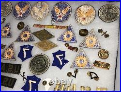 WW2 US Army Air Corps Patches, OCS, Aviator pins Ribbons Insignia lot 45 items