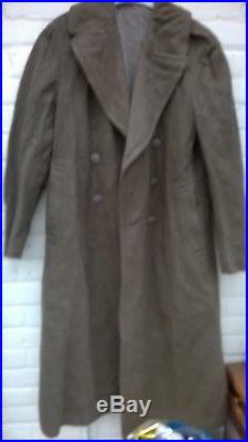 WW2 US Army Dated 1943 Winter Wool Roll Collar Great Coat Original 38L