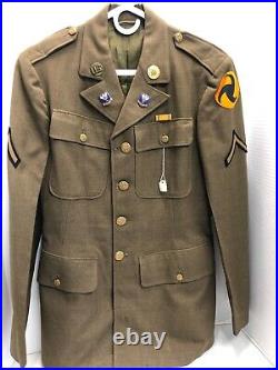WW2 US Army Enlisted Jacket Uniform With Insignia 1st Pattern Air Corp Patch DUI