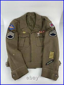 WW2 US Army Ike Jacket With Veteran Pins & Patches Size 38R