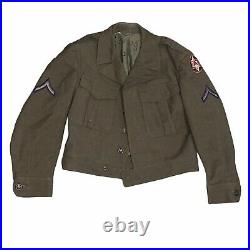 WW2 US Army Jacket Wool Ike Coat Olive 6th Army Patch wwii Service stripes 38s