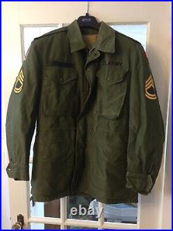 WW2 US Army MASTER Sargent Army field jacket hood, liner patches Reg Small
