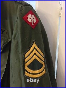 WW2 US Army MASTER Sargent Army field jacket hood, liner patches Reg Small