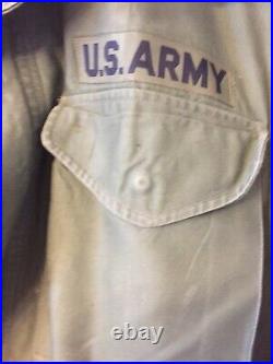 WW2 US Army MASTER Sargent Army field jacket hood, liner patches Reg Small