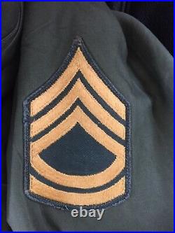 WW2 US Army MASTER Sargent Army field jacket hood, liner patches Reg Small