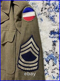 WW2 US Army Military Jacket Wool Service 38 MUC Ground Forces Patch Oritsky 1945