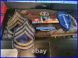 WW2 US Army Ribbons, Sterling Silver CIB, Silver Filled Jump Wings Garrison Cap
