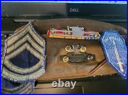 WW2 US Army Ribbons, Sterling Silver CIB, Silver Filled Jump Wings Garrison Cap