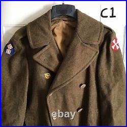 WW2 US Army Wool Trench Coat 11th Corp Patch Size 36 Original