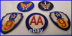 WW2 US MILITARY 1st 9th AA CORPS Patch Original WWII Vintage Set of 4 Patches