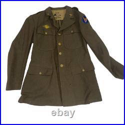 WW2 US Mens Army Field Uniform Jacket Shirt Hat Shirt Wool WI. OD. 1945 Patches