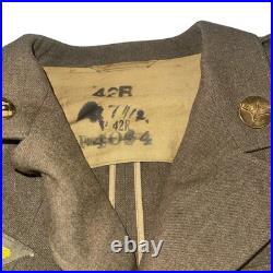WW2 US Mens Army Field Uniform Jacket Shirt Hat Shirt Wool WI. OD. 1945 Patches