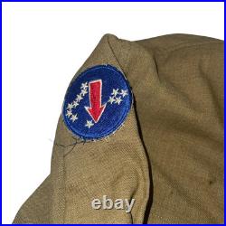 WW2 US Mens Army Field Uniform Jacket Shirt Hat Shirt Wool WI. OD. 1945 Patches