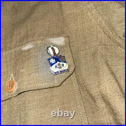 WW2 US Mens Army Field Uniform Jacket Shirt Hat Shirt Wool WI. OD. 1945 Patches