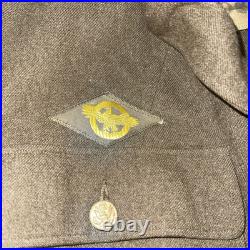 WW2 US Mens Army Field Uniform Jacket Shirt Hat Shirt Wool WI. OD. 1945 Patches