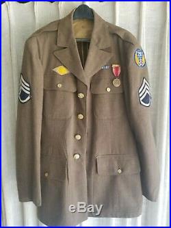 WW2 US US ARMY AIRFORCE DRESS UNIFORM JACKET Brass buttons, Patches, Medals, 39L