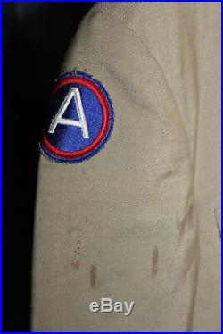 WW2 U. S. Army 3rd Army & Anti Aircraft Command Patched Khaki Officer Uniform Set