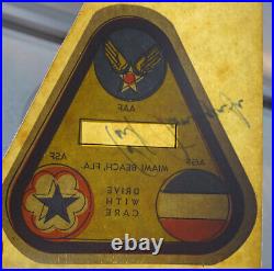 WW2 Vintage AAF ASF AGF Windshield Decal MIAMI BEACH TRAINING CENTER Florida