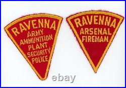 WW2 WWII US Army Ravenna Arsenal Ammunition Plant patches police and fireman