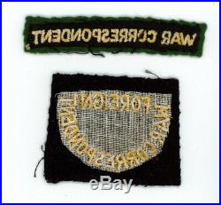 WW2 WWII US Army War Correspondent patches tab and SSI
